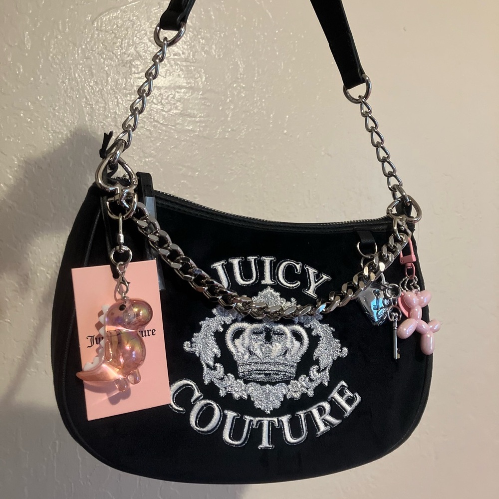 Juicy Couture Liquorice falling for juicy shoulder bag CUSTOM bag charms